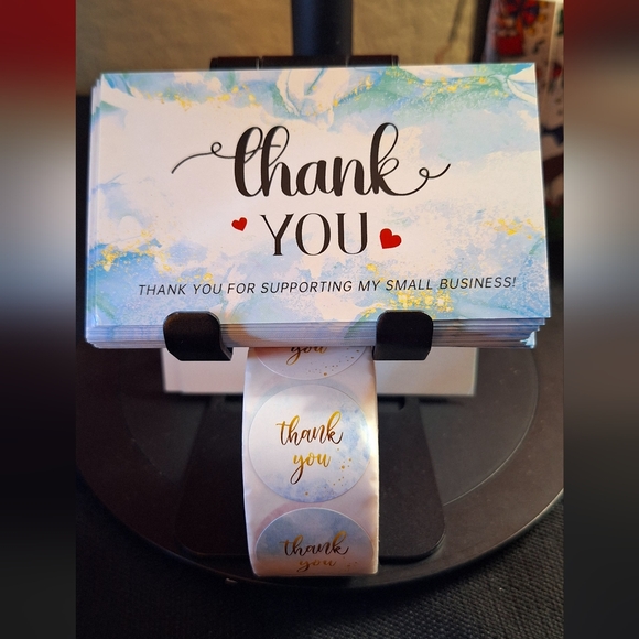 🦋LAST ONE NWT 550ct -50 Thank You Cards +500Thank You Stickers 2.12 x 3.54 - Picture 3 of 6
